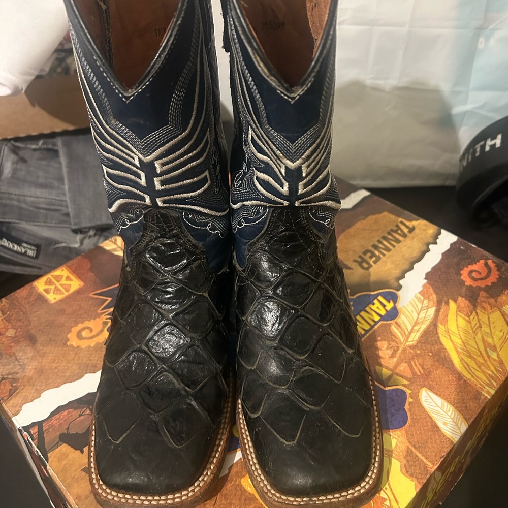 Stylish Black and Blue Kids Western Boots